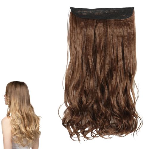 prinfantasy Halo Hair Extension Hair Piece Fiber Line Metal buckle Adjustable Seamless Wig Wavy Human Hair Extension Wig 22 Inches No Clip in Hair Extensions,MW220