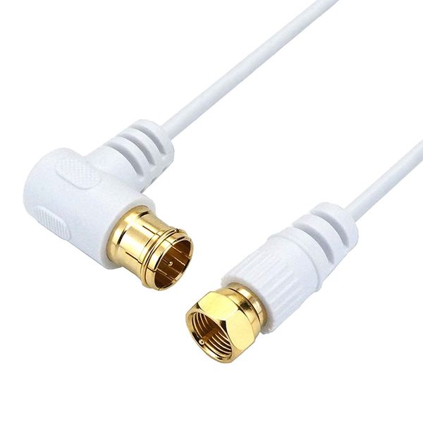 Horik Ultra Thin Antenna Cable, S-2.5C-FB Coaxial, 2.6 ft (7 m), 4K 8K Broadcasting (3224MHz)/BS/CS/Terrestrial Digit/CATV Compatible), White, L-Shaped Plug-in/Screw Type Connector HAT70-247LSWH