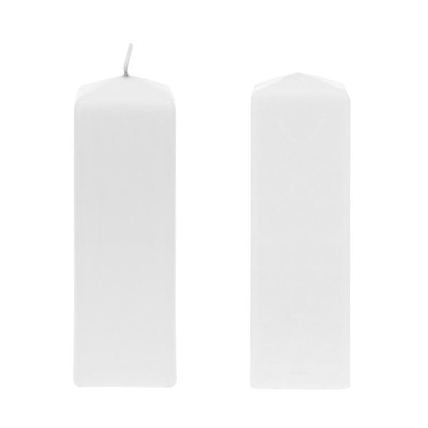 Mega Candles - Unscented 2"x 6" Square Dome Top Pillar Candle, White 6PCS