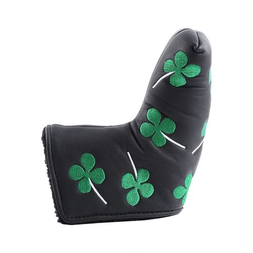 Nikou Putter Cover Golf Headcover Four Leaf Clover Blade Cover, PU Four Leaf Putter Head Covers Accessories for Golf Activity (Black)