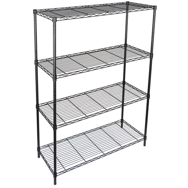  4 Shelf Wire Shelf Rack djustable Kitchen Storage Steel Rack Organizer Black