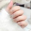 Set of 24 SIFASHION Luscious diamond and ribbon embellished almond style removable nails