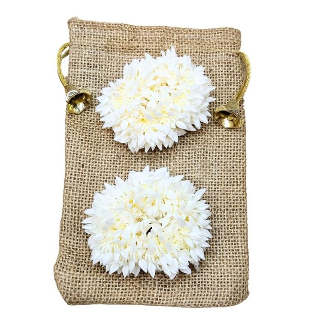 Wedding Gajra, Scrunchie Gajra Bracelet, Hand Gajra, Indian Wedding Floral Jewelry Gajra, Mogra Gajra, Elastic Gajra pack of 2 in jute bag (without rose)