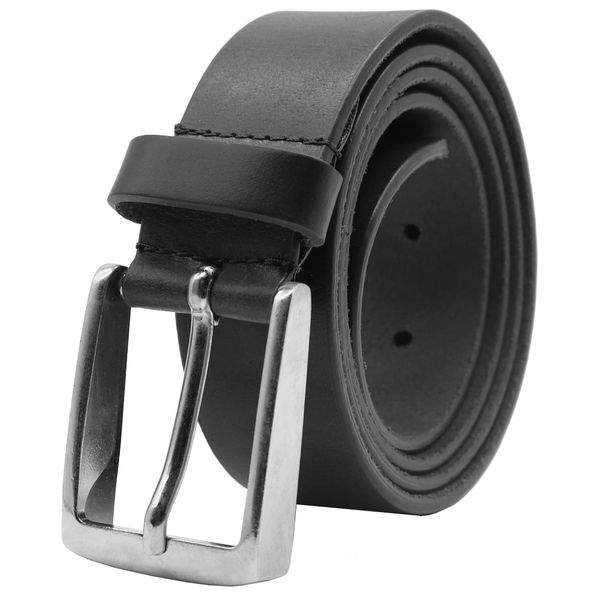 PELLE TORO Adventurer Mens Belt Leather, Handmade Belt for Men, Work Casual Leather Belt in Mens Gift Box, Trouser Sizes 32in - 36in, Black