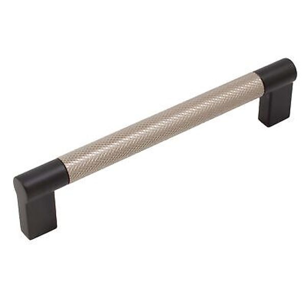 Urban Cabinet Pull, 128 Millimeters, Satin Nickel with Matte Black Ends by Stone