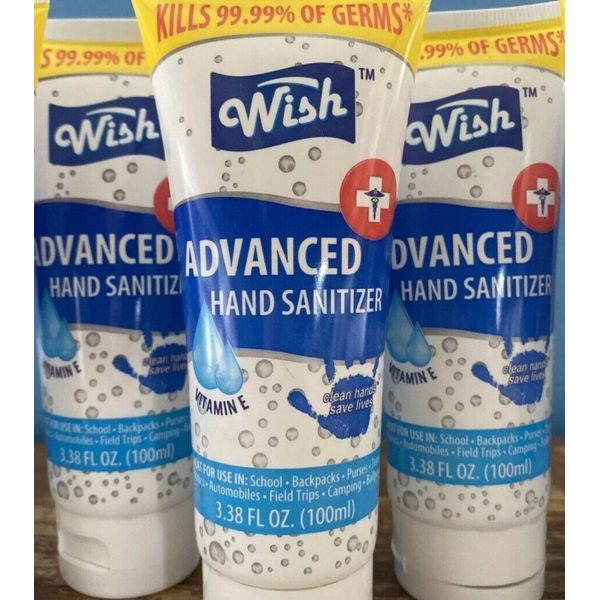 5x WISH Advanced Hand Sanitizer with Vitamin E (3.38 oz / 100 ml each)