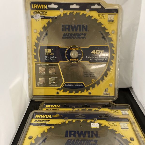 Irwin Industrial Tools 14080 12-Inch 40-Teeth Miter and Table Saw Blade (3PACK)