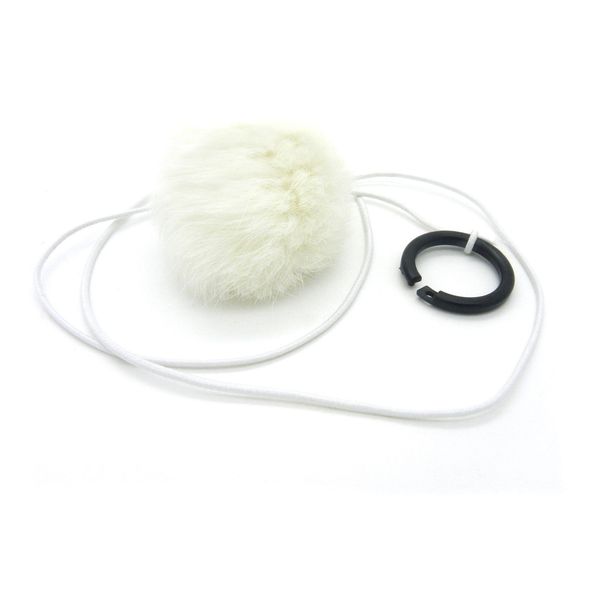 Kats'N Us Bouncy Ball Rabbit Fur String Cat Toy White