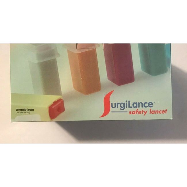 New Sealed 100 Sterile Lancets  Surgilance SLB250 Blade 2.3nm Depth 18 Gauge