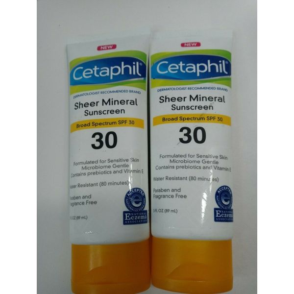 CETAPHIL Sheer Mineral Sunscreen Lotion Sensitive Skin 3 oz SPF 30 (2pk bundle)