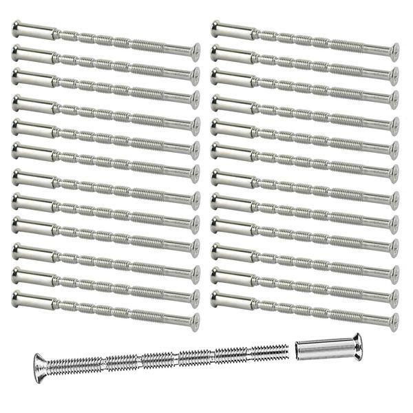 M4 Door Handle Bolt Through Fixings, 25Pcs M4 Door Handle Fixing Screws and Sleeves Nickel Plated Connecting Screw for Doors Handles Cabinet Drawers