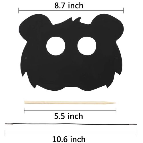 Honoson 36 Pieces Scratch Paper Animal Masks Rainbow Masks with Elastic Cords and 12 Pieces Wood Stylus for Costume Dress up Parties Decorations and DIY