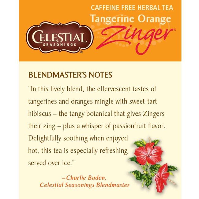 Celestial Seasonings Tangerine Orange Zinger Herbal Tea Bags, 20 count, 1.7  oz