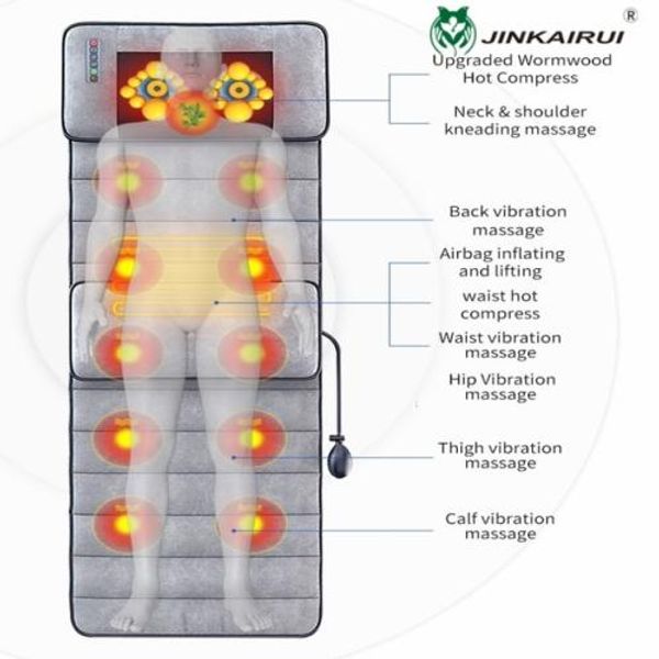 Massage Chair Massage Bed Massage Machine Small Massage Chair Multifunctional Massage Cushion 36W Gray Wave Waist Cervical Full Body Home, 02 B_04 US Plug