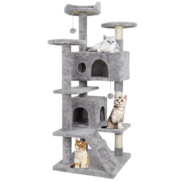 53" Cat Tree Activity Tower Pet Kitty Furniture with Sisal-Covered Scratch Post