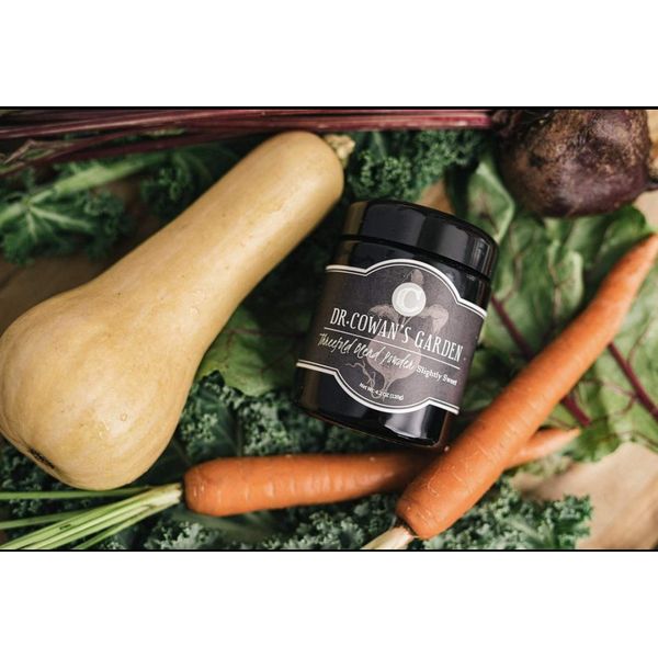 Dr. Cowan's Garden Threefold Blend Slightly Sweet Vegetable Powder, with Organic Carrots, Organic Beets, Organic Swiss Chard, Organic Kale, Organic Squash; in Miron Glass jar. USA Grown, 50 Servings.