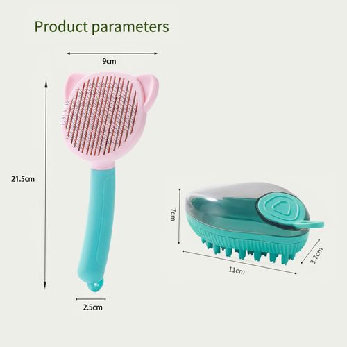 Cleaning Slicker Brush for Dogs, Cats, Pet Cleaning Tool 2Pc Set, Included Brush for Shedding & Dog Scrubber for Bath, Shedding Massaging Grooming Comb for Dog Kitten Horse Massage Removes Loose Fur