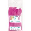 Hot Pink Solid Assorted Plastic Cutlery - Classy & Elegant Flatware Design - Perfect for Parties, Weddings & Events - 18ct