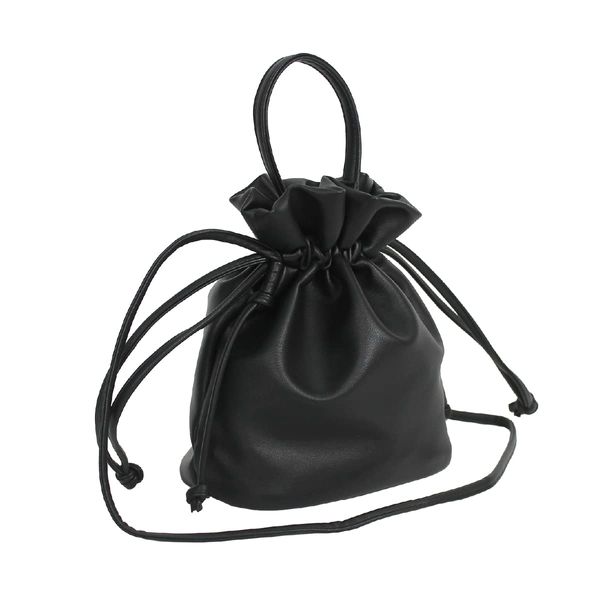 Giselle Women's Shoulder Bag, Drawstring Bag, 2-Way Mini Bag, Crossbody Bag, Handbag, Drawstring Bag, Black