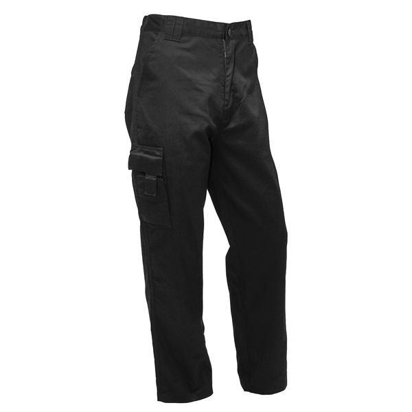 FNT Workwear Black Multi Pockets Men Cargo Combat Work Trousers Work Pants with Button & Zip Fly (28W / 29L, Black)