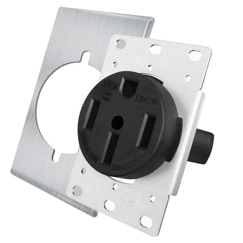NEMA 14-50 Outlet Industrial Grade, No Overheating or Melting, 50Amp 125/250V Flush Mounting Receptacle with Wallplate for EV Charging, Dryers, Welders, Oven, Plasma Cutters, UL Listed (1 Pack)