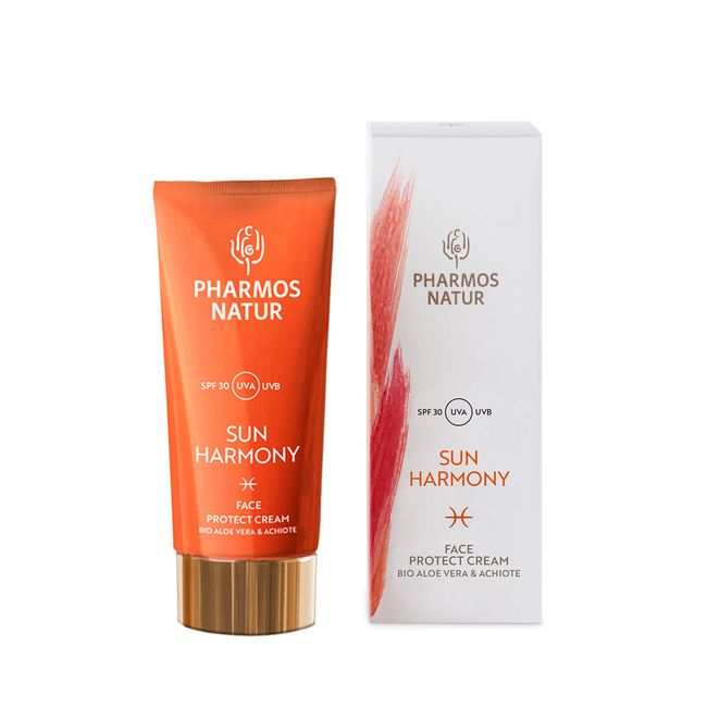 Gesichtscreme Sonnenschutz mit Aloe Vera - Pharmos Natur Sun Harmony Bio Face Protect Cream LSF 30 - Sonnencreme für das Gesicht 50 ml – Sunscreen moisturizer SPF 30