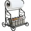 Black Metal Scrollwork Design Paper Towel Holder Stand for Kitchen, Shelf Rack