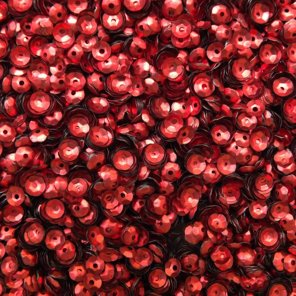 5mm Cup Sequins Red Matte Metallic Medium Hole Made in USA