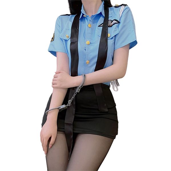 LIKENNY Police Cosplay Instructor Sexy 3-Piece Set Necktie + Jacket + Mini Skirt Costume, Party, Costume, Miniskirt, Police, Police, Police, Policeman, Women's Policeman, Uniform, Cosplay, Miniskirt,