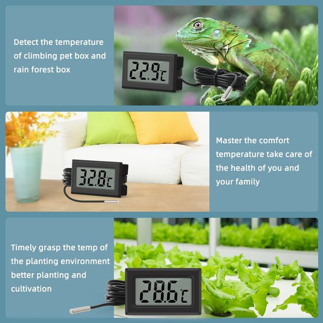 Mini Reptile Terrarium Digital Thermometer Hygrometer with Probe