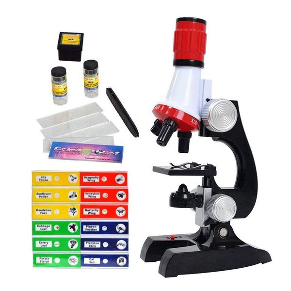 Science Kits for Kids Beginner Microscope with LED 100X 400X and 1200X-Include Sample Prepared Slides (1)