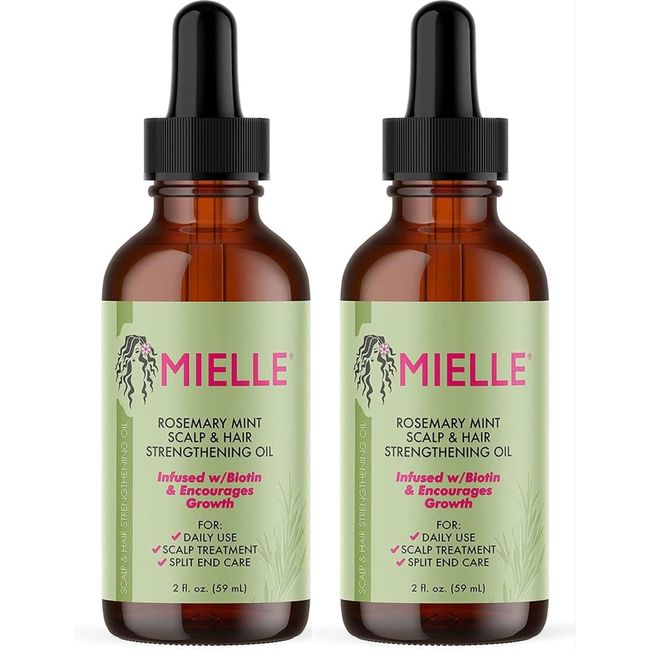 Mielle Organics Rosemary Mint Growth Oil 2 oz (Pack of 2),and Strengthening Hair Masque 12 oz,Sulfate and Paraben Free,For daily haircare and scalp treatments