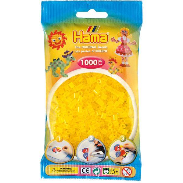 Hama Beads 1,000 Bead Refill Bag - Translucent Yellow