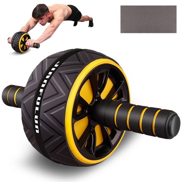 AB Roller Rollout Abs Workout AB Slide Core Wheel AB Wheel Roller Slide Wheel Abdominal Workout Fitness Equipment Mute Arm Back Core Trainer Knee Pad Included Body Shape, [02] Yellow