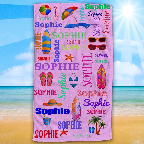 Personalized Beach Towel With Name- Vibrant Summer Decorations