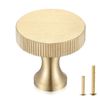 Guank 12 Pack Pinion Solid Brass Knobs,Brushed Handles Brass Cabinet Solid Round Dresser Drawer Knobs and Pulls Simple Decorative Kitchen Cabinet Door Handles(1"x1")