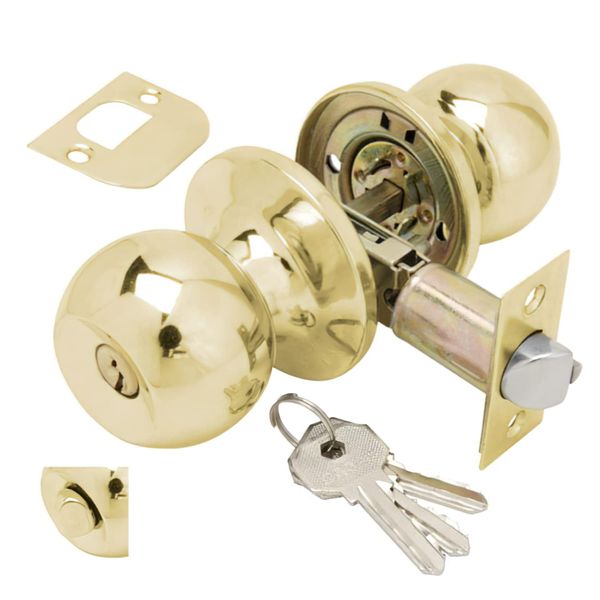 Wolfpack - Brass Entrance Doorknob with Key and Seal