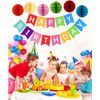 AMEITECH Birthday Party Decorations Favors, Happy Birthday Decoration Banner with 6 Pack Honeycomb Balls and One Rainbow Paper Garland, Party Supplies