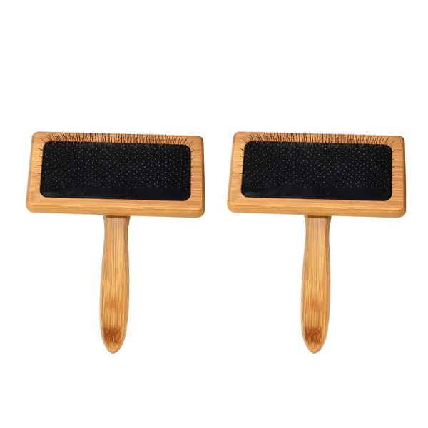 2 Pieces Wooden Carding Brushes Needle Felting Cleaner Comb with Handle Professional Needle Felting Hand Carders for Spinning and Weaving (S)