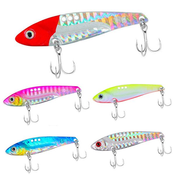 senvenelec 5pcs VIB Hard Fishing Lure, Crank Bait Kit, Metal VIB Artificial Bait, Spinner Blade, Crank Bait Kit, Spinner Blades Baits, 3D Eyes Fishing Lure Total Deep Sea Fishing