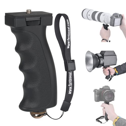 Universal Ergonomic DSLR Mirrorless Camera Camcorder Monocular Hand Grip Stabilizer, Portable Handheld Selfie Stick, Long Focus Lens Video Light Holder Mount for YouTube Tiktok Vlogging Starter Kit