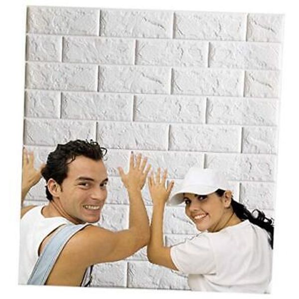 Brick 3D Wall Panels Peel and Stick Wallpaper for 2 Pack 11.5 Sq.ft White