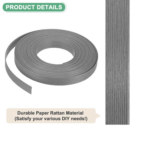 M METERXITY Paper Weaving Cane 12-Ply, 10.9 Yards x 0.47 Inch Paper Rattan Weaving Cane Material for DIY Crafts Making/Home Decoration, Basket Weaving Supplies [Grey]