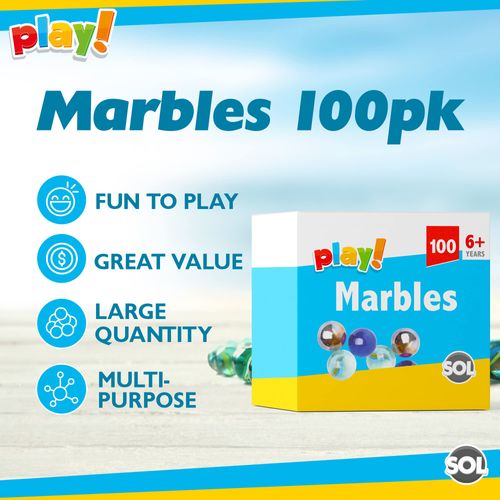 100 x Glass Marbles for Kids | Traditional Small Marbles Assorted | Bag of Marbles | Coloured Marbles | Cat's Eye Marble for Classic Outdoor & Indoor Games | Use for Arts & Crafts | Party Bag Fillers