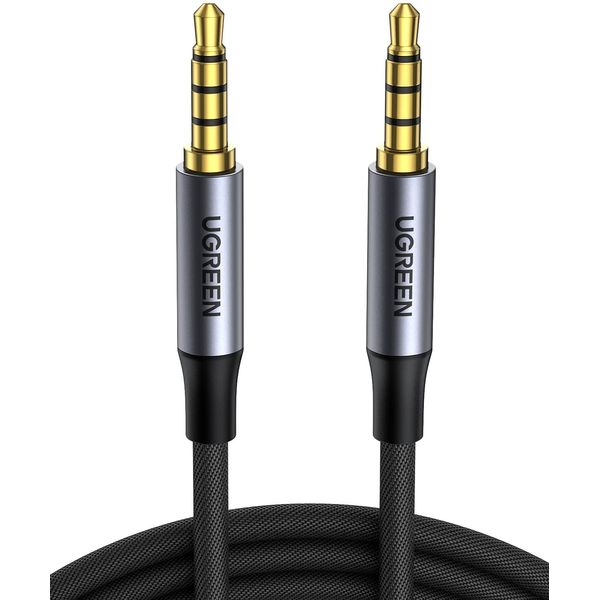 UGREEN Aux Kabel 3.5 Klinke auf 3.5 Klinke Kabel 3.5mm klinkenkabel 4 Polig unterstützt Mikrofon für Headset(CTIA), Handy, Auto Radio, MP3 Player, Lautsprecher, PS4, Xbox One usw.(0.5m)