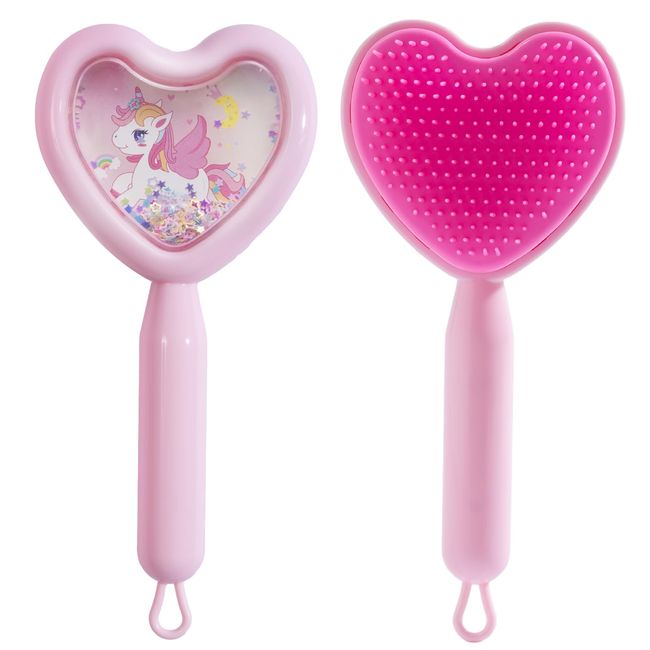 Gentle Detangling Hair Brush Set for Girls (PINK HEART)