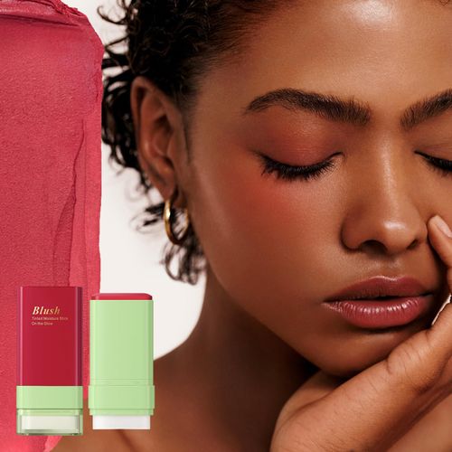 SWETIYOU Blush Stick for Cheeks and Lips with Built-In Blending Sponge, On-the-Go Glow Blush, Hydrating Solid Cheek Tint, Multi-use Blush Makeup Stick, Tinted Moisture Sticks (Color:01#Hot Red)