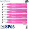 Professional L-Type Tweezers for Eyelash Extensions – Straight & Curved 8Pcs