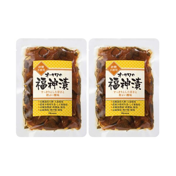 No coloring, additive-free, Osawa no Fukujin pickle, 4.2 oz (120 g) x 2 pieces; Nekoposu ★ Uses organic radish, carrot, ginger, pesticide-free shiso leaves; Uses Akane soy sauce; Sugar, chemical seasoning, coloring, and bleach free