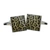 Leopard Print Design Square Cufflinks, Presented in a Personalised Engraved Box